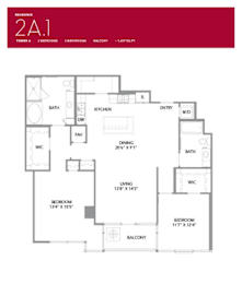 2A1 Floor Plan at LUX by Garden*, San Diego, California