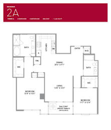 2A Floor Plan at LUX by Garden*, California