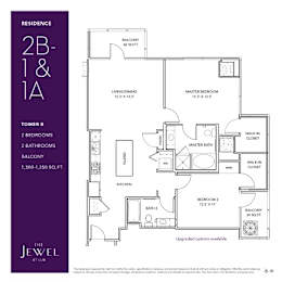 2B1 Floor Plan at LUX by Garden*, San Diego, CA, 92122