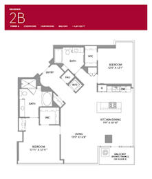2B Floor Plan at LUX by Garden*, California, 92122