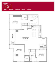 3A1 Floor Plan at LUX by Garden*, California, 92122