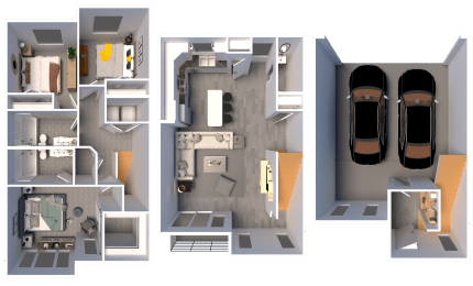 a rendering of a floor plan and layouts of a house