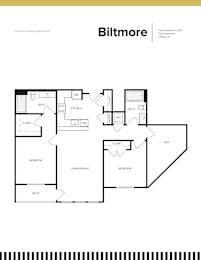 A floor plan for a Biltmore property with two bedrooms and two bathrooms.