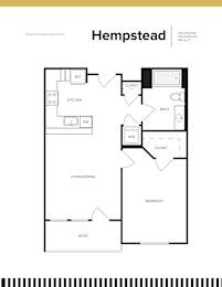 A floor plan of a one-bedroom apartment at Hempstead.