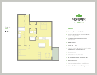 a floor plan of a house with a yellow at Sugar House Apartments By Urbana, Salt Lake City, UT, 84105