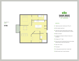 a floor plan of a house with yellow floors and a bedroom and a living room at Sugar House Apartments By Urbana, Salt Lake City, UT, 84105