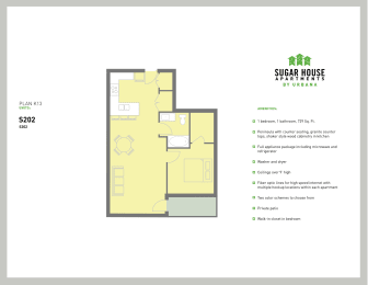 a floor plan of a house with a yellow at Sugar House Apartments By Urbana, Salt Lake City, UT, 84105