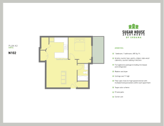 a floor plan of a house with a yellow floor at Sugar House Apartments By Urbana, Salt Lake City, UT, 84105