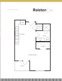 A floor plan of a Ralston Studio apartment.