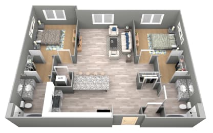 Colfax I - 3D Floor Plan - The Flats