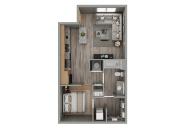 a 1 bedroom floor plan  the lodges at town