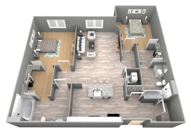 Judson II - 3D Floor Plan - The Flats
