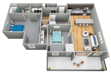 The Flatiron 3D Floor Plan - The Corvina