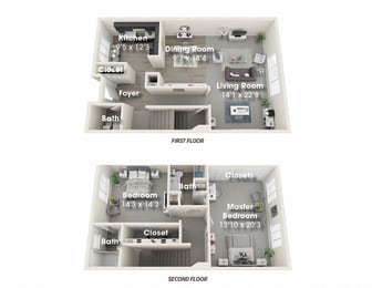 2 Bed 2.5 Bath Townhouse