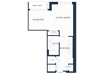 0S15A - Studio - 1 Bath - Brentford at the Mile - 2D Floor Plan