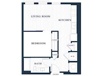0S2A - Studio - 1 Bath - Brentford at the Mile - 2D Floor Plan