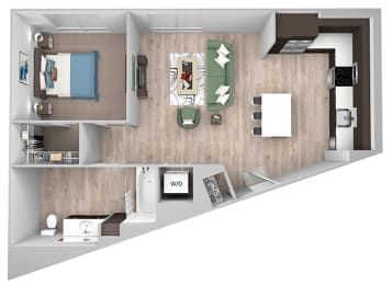 Floor Plan  La Via A04 - 1 bedroom - 1 bath - 2D floor plan