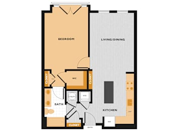 A04 - 1Bed 1 Bath - The Perry 2D Floor Plan