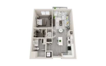 A12 - 1Bed 1Bath - Rockwell at Crown - 3D Floor Plan