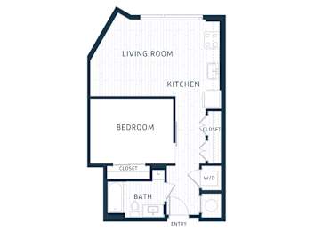 A0S1 - Studio - 1 Bath - Brentford at the Mile - 2D Floor Plan