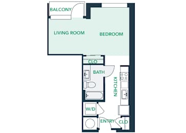 A0S5 - Studio - 1 Bath - Brentford at the Mile - 2D Floor Plan