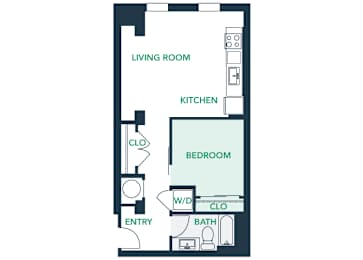 A0S9 - Studio - 1 Bath - Brentford at the Mile - 2D Floor Plan