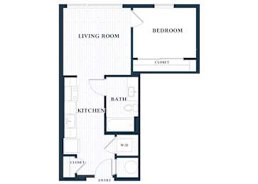 A101 - 1Bed - 1 Bath - Brentford at the Mile - 2D Floor Plan