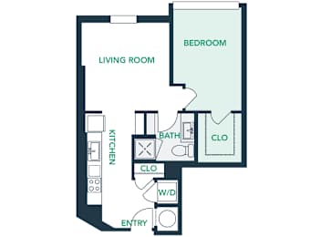 A102 - 1Bed - 1 Bath - Brentford at the Mile - 2D Floor Plan