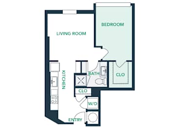 A106 - 1 Bed - 1 Bath - Brentford at the Mile - 2D Floor Plan