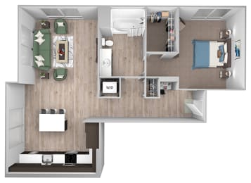 Floor Plan  La Via - A10 - 1 bedroom - 1 bath - 3D floor plan