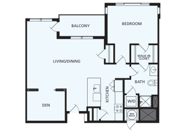 Lansdale Station Apartments A11 floor plan - 1 bed 1 bath 1 den