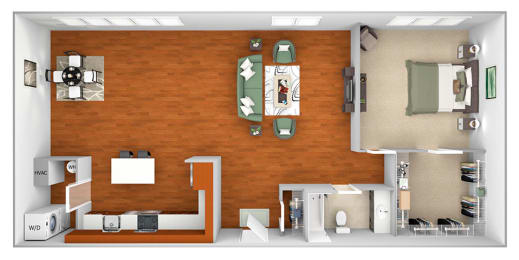 Harbor Hill Apartments - A12 - 1 bed 1 bath - 3D