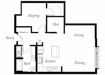 A12 - 1 Bed -1 Bath - 871 Sq Ft - 2D - Willow Apartments