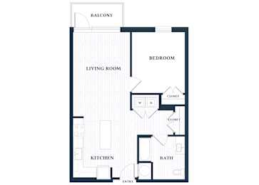 A15A - 1 Bed - 1 Bath - Brentford at the Mile - 2D Floor Plan