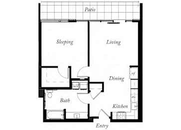 A16 - 1 Bed -1 Bath - 792 Sq Ft - 2D - Willow Apartments