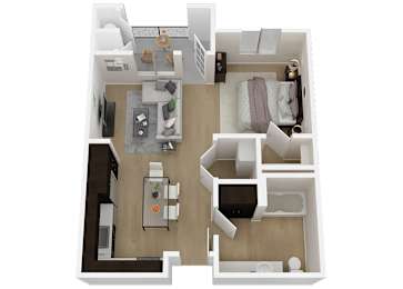 A1 - Studio - 1 Bath - 628 sq ft - Talavera Apartments - 3D