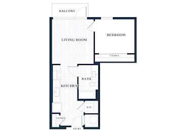 A1A - 1 Bed - 1 Bath - Brentford at the Mile - 2D Floor Plan