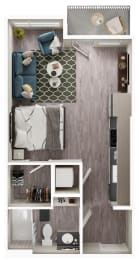 Arazo apartments - A1 - studio 1 bath - 3D