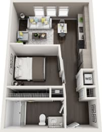 Rise at 2534 - A1 - 1 bedroom 1 bath - 3D