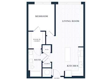 A207 - 1 Bed - 1 Bath - Brentford at the Mile - 2D Floor Plan
