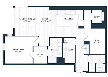 A28A - 1 Bed - 1 Bath - Brentford at the Mile - 2D Floor Plan