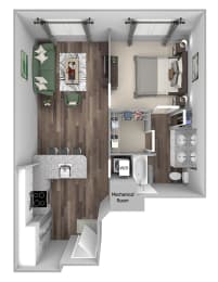 Bonterra Parc - A2 - 1 bedroom and 1 bath - 3D floor plan