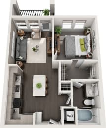 Rise at 2534 - A2 - 1 bedroom 1 bath - 3D