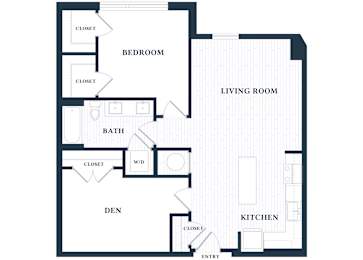 A301 - 1 Bed - 1 Bath - 1 Den - Brentford at the Mile - 2D Floor Plan