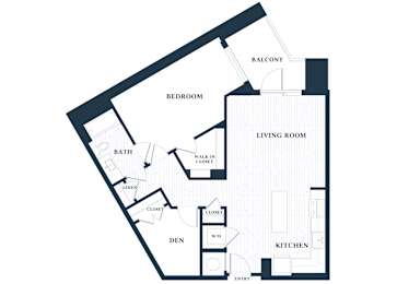 A302 - 1 Bed - 1 Bath - 1 Den - Brentford at the Mile - 2D Floor Plan