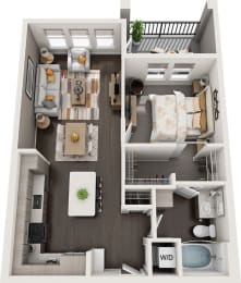 Rise at 2534 - A3 - 1 bedroom 1 bath - 3D