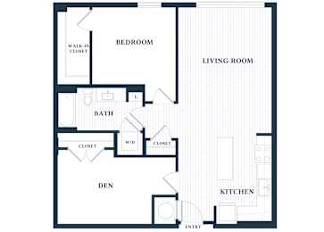 A401 - 1 Bed - 1 Bath - 1 Den - Brentford at the Mile - 2D Floor Plan