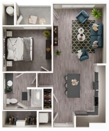 Arazo apartments - A4 - 1 bedroom 1 bath - 3D