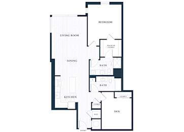 A502 - 1 Bed - 1 Bath - 1 Den - Brentford at the Mile - 2D Floor Plan