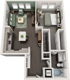Rise at 2534 - A5 - 1 bedroom 1 bath - 3D